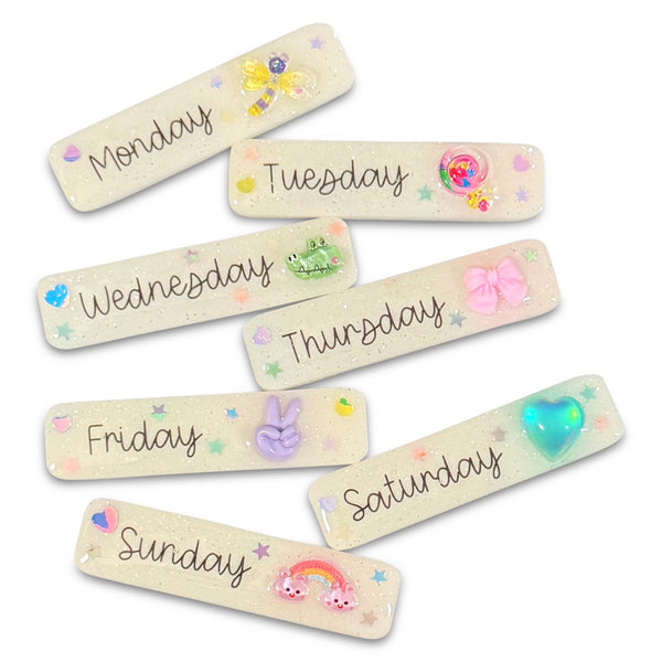 Days of the Week Resin Hair Clips Set-Clearance no slip hair clips-Flower No slip hair clips-Animal no slip hair clips-Star no slip hair clip-heart no slip hair clips-butterfly no slip hair clips-Moo G Clips
