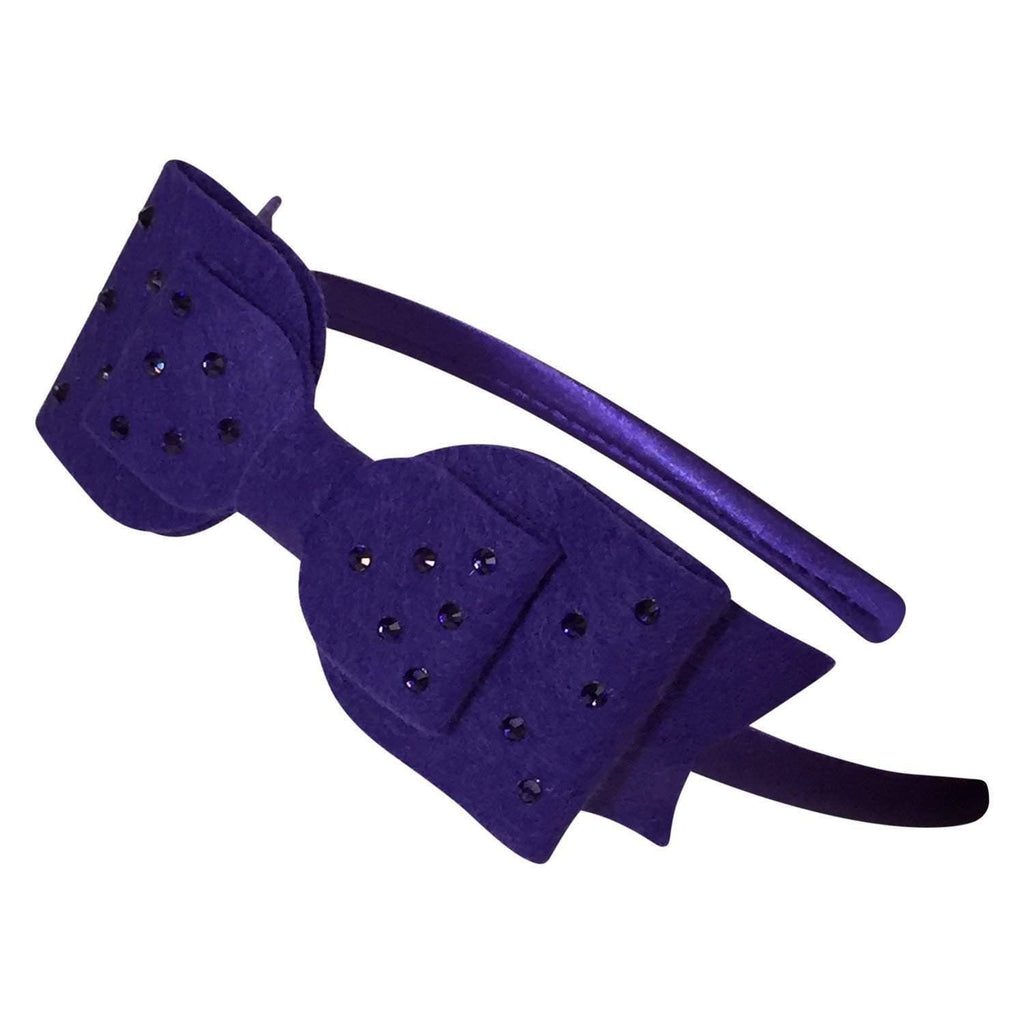 Double Bow Felt & Crystal Headbands-girls felt crystal bow headband-Moo G Clips