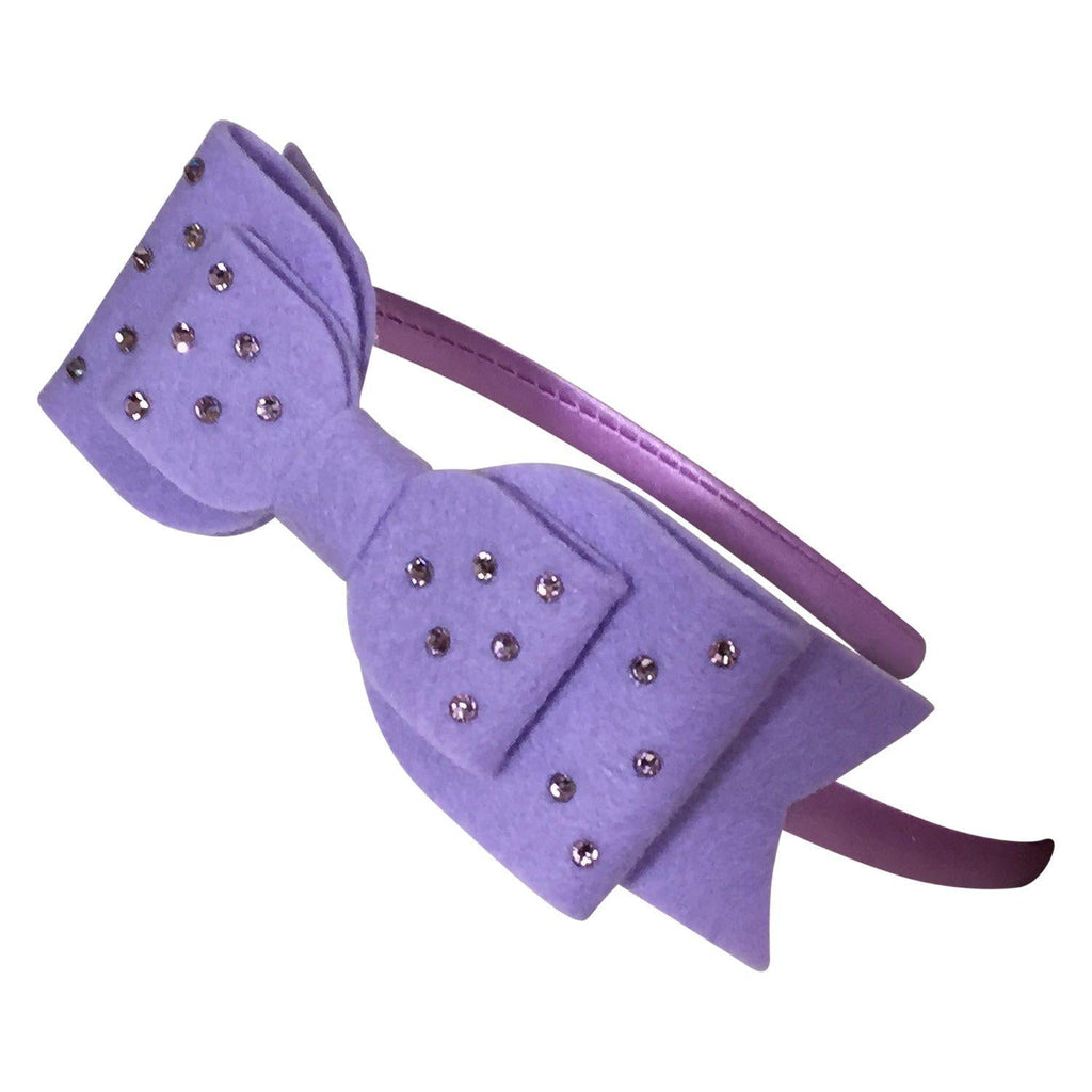 Double Bow Felt & Crystal Headbands-girls felt crystal bow headband-Moo G Clips