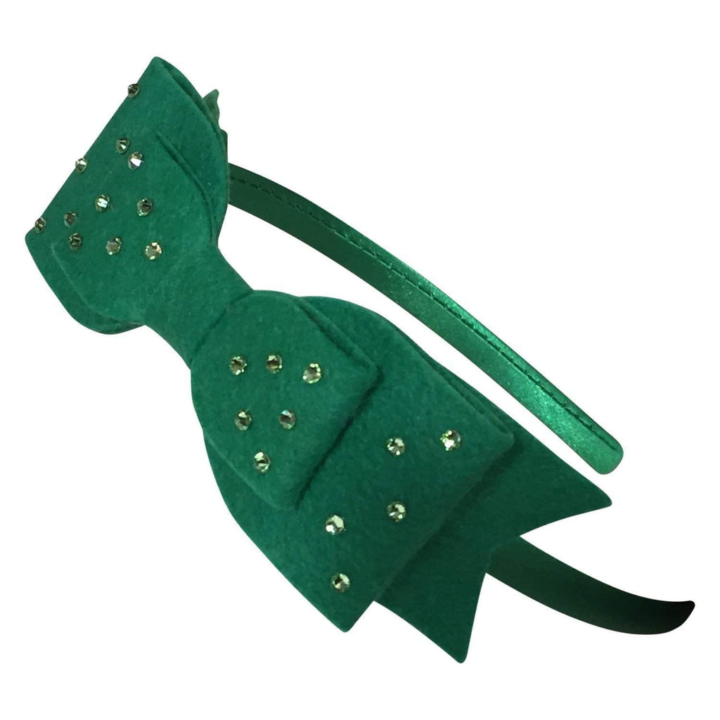 Double Bow Felt & Crystal Headbands-girls felt crystal bow headband-Moo G Clips
