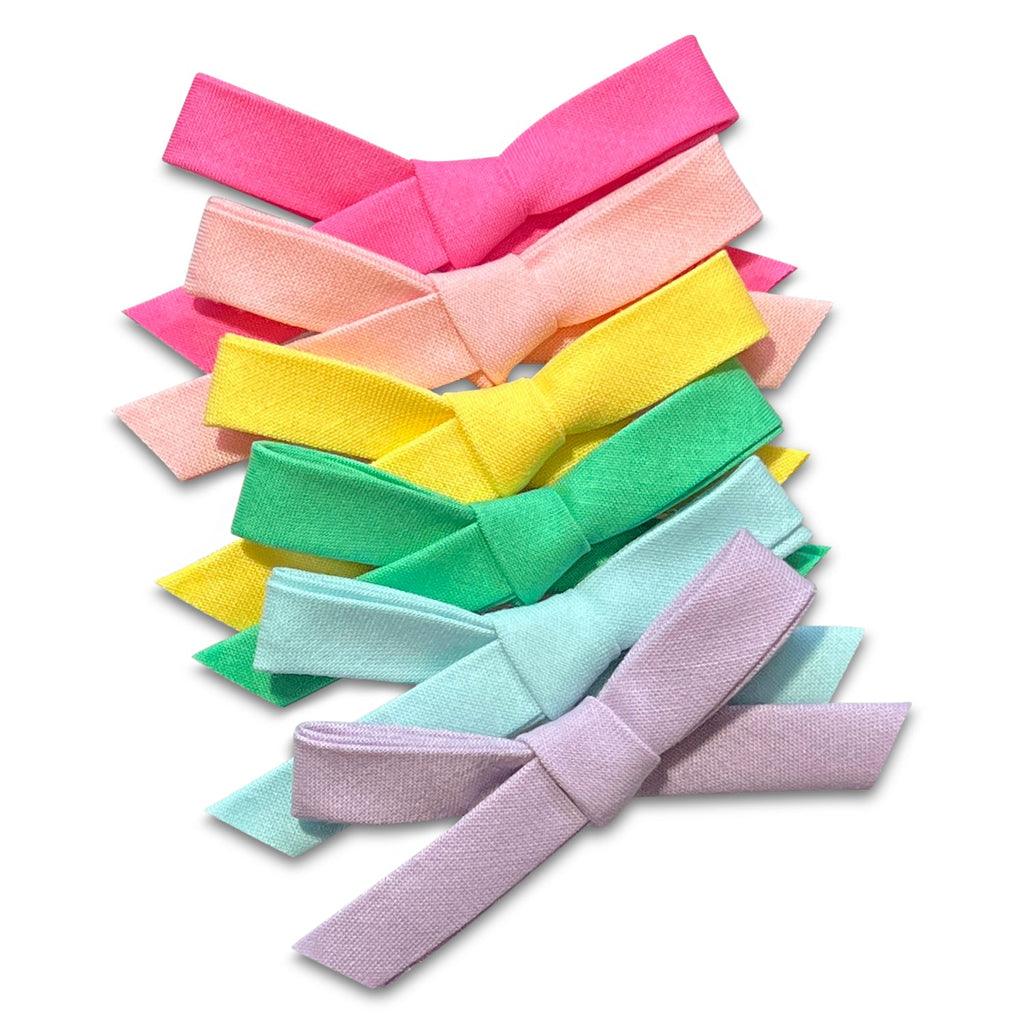 Ella Hair Bows - Spring & Summer Solids-no slip cotton fabric hair bows no slip fabric cotton hair clips-Moo G Clips