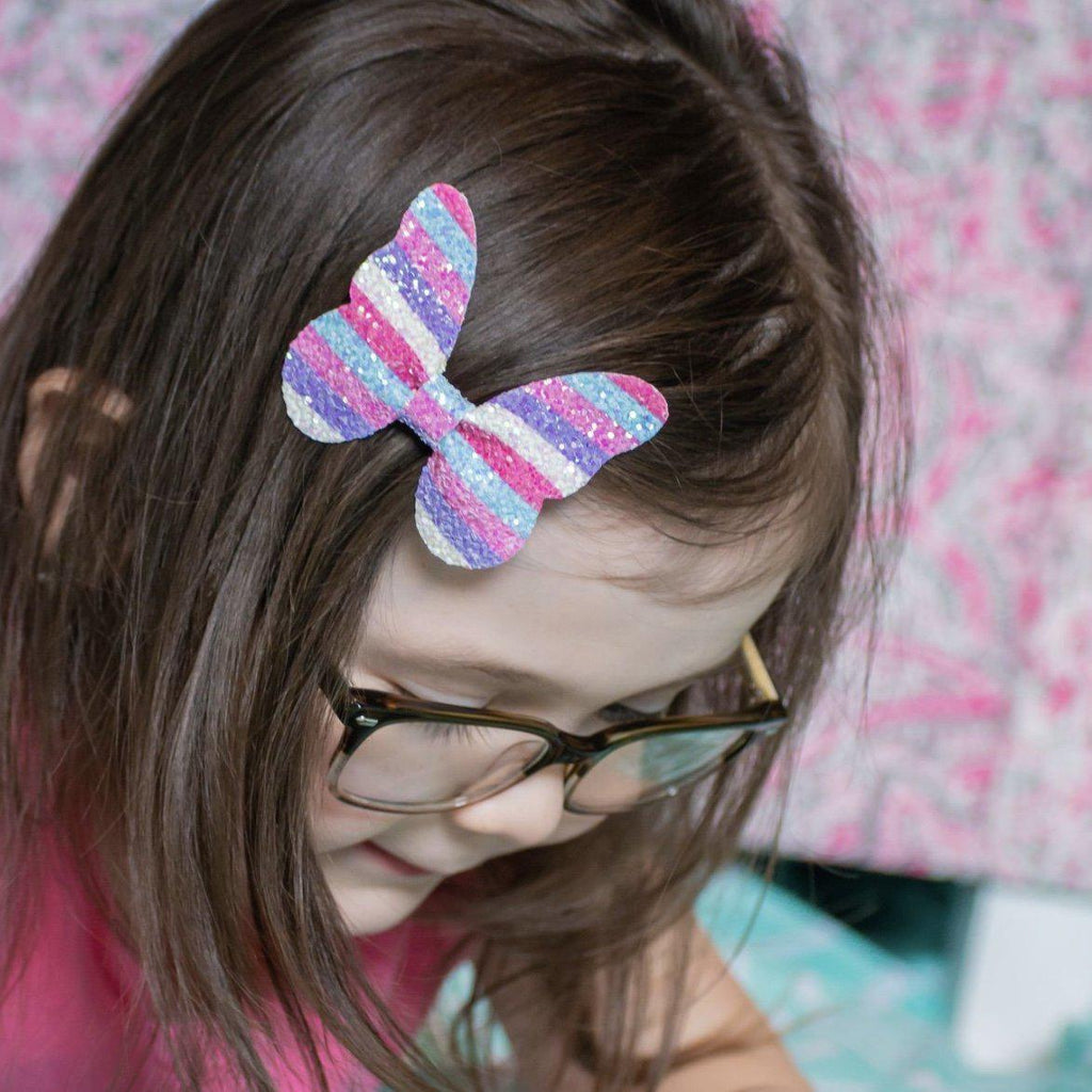 Glitter Butterfly Hair Bows *NEW COLORS ADDED!*-Clearance no slip hair clips-Flower No slip hair clips-Animal no slip hair clips-Star no slip hair clip-heart no slip hair clips-butterfly no slip hair clips-Moo G Clips