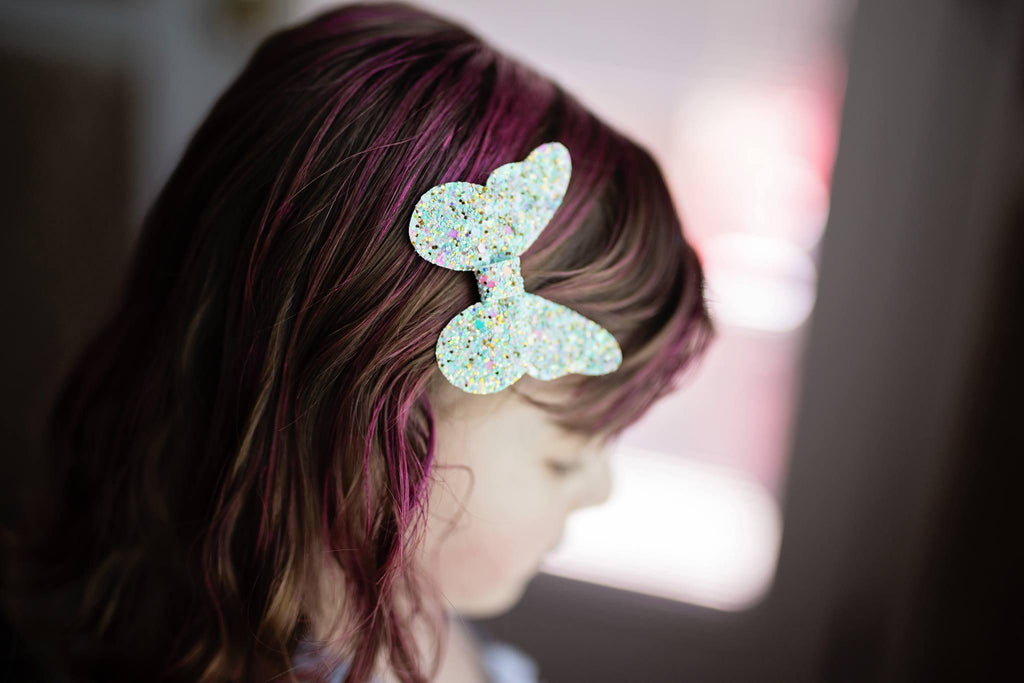 Glitter Butterfly Hair Bows *NEW COLORS ADDED!*-Clearance no slip hair clips-Flower No slip hair clips-Animal no slip hair clips-Star no slip hair clip-heart no slip hair clips-butterfly no slip hair clips-Moo G Clips
