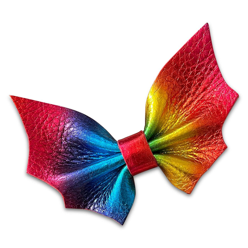 Leather Bat Hair Bows-no slip leather hair bows no slip leather hair clips-Moo G Clips