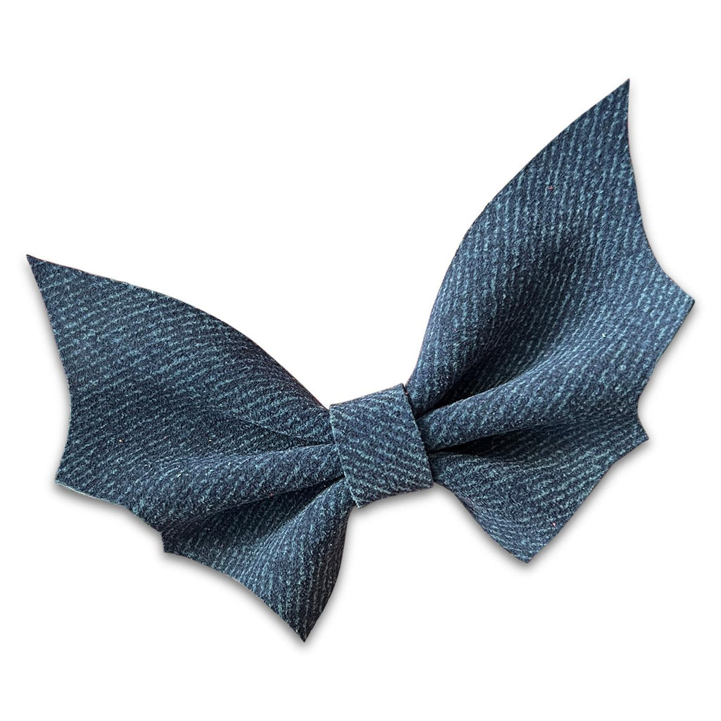 Leather Bat Hair Bows-no slip leather hair bows no slip leather hair clips-Moo G Clips