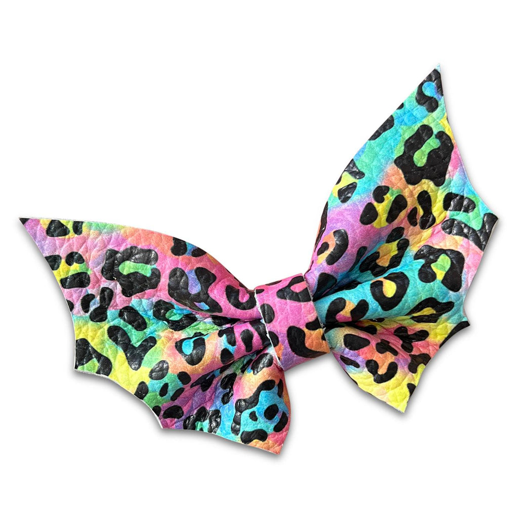 Leather Bat Hair Bows-no slip leather hair bows no slip leather hair clips-Moo G Clips