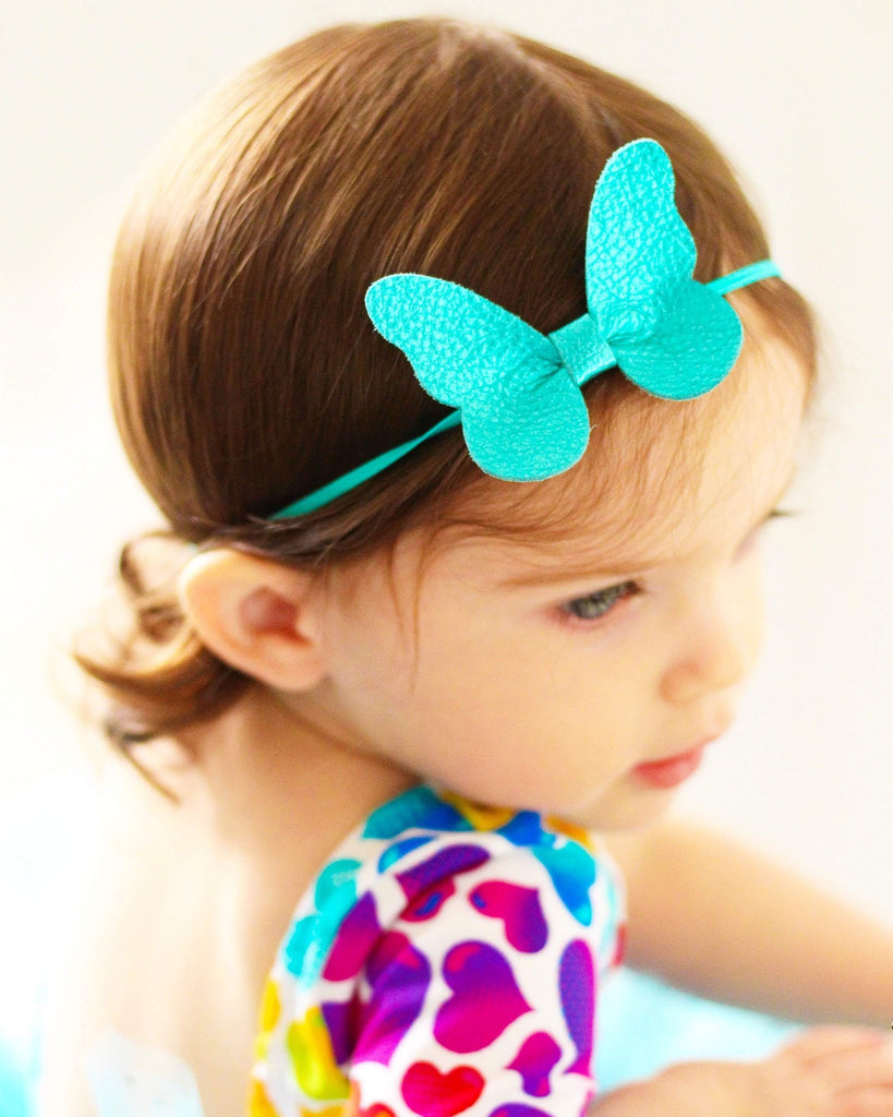 Leather Butterfly Hair Bows - Metallics-leather butterfly hair accessories - no slip clip - party hair bows - spring hair accessories - easter hair bows -Moo G Clips