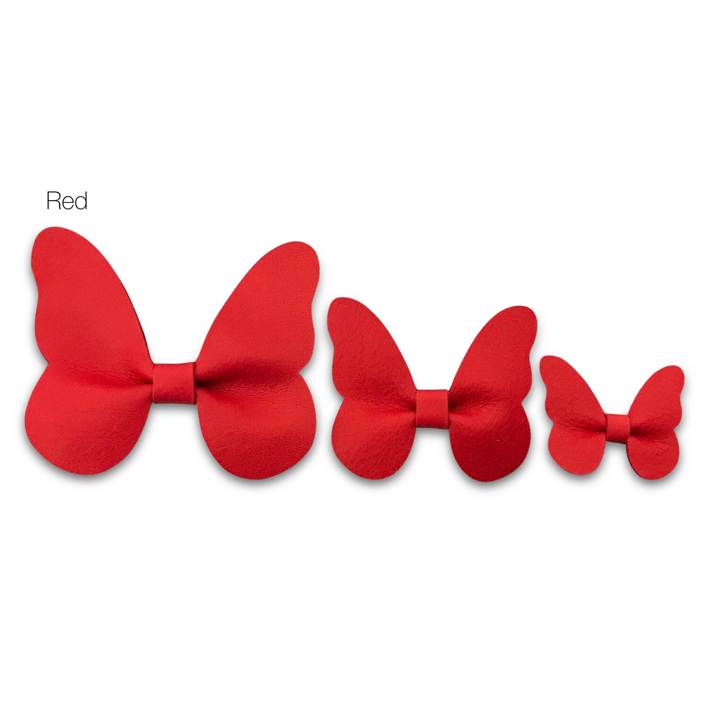 Leather Butterfly Hair Clip Bows for Girls - Assortment of Solid Colors-leather butterfly hair accessories - no slip clip - party hair bows - spring hair accessories - easter hair bows -Moo G Clips