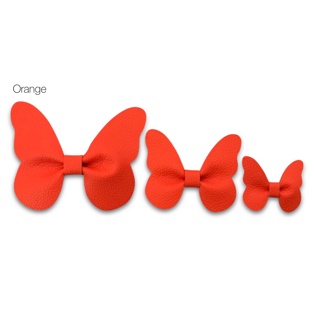 Leather Butterfly Hair Clip Bows for Girls - Assortment of Solid Colors-leather butterfly hair accessories - no slip clip - party hair bows - spring hair accessories - easter hair bows -Moo G Clips