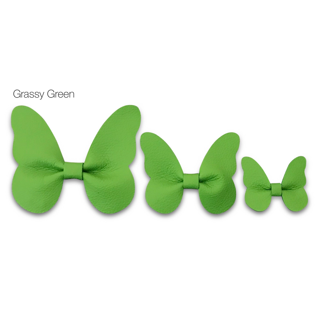 Leather Butterfly Hair Clip Bows for Girls - Assortment of Solid Colors-leather butterfly hair accessories - no slip clip - party hair bows - spring hair accessories - easter hair bows -Moo G Clips