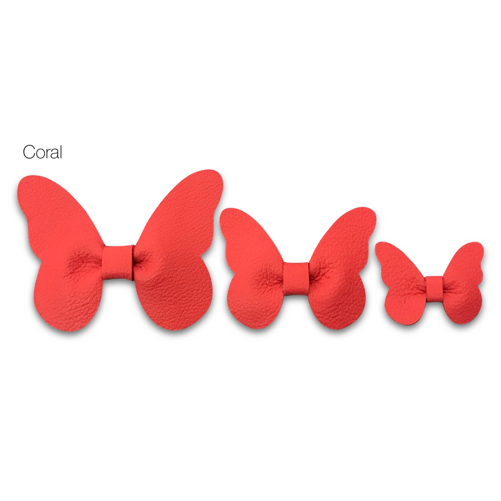 Leather Butterfly Hair Clip Bows for Girls - Assortment of Solid Colors-leather butterfly hair accessories - no slip clip - party hair bows - spring hair accessories - easter hair bows -Moo G Clips