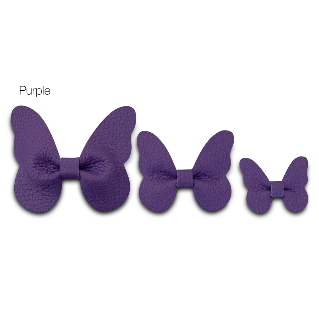 Leather Butterfly Hair Clip Bows for Girls - Assortment of Solid Colors-leather butterfly hair accessories - no slip clip - party hair bows - spring hair accessories - easter hair bows -Moo G Clips