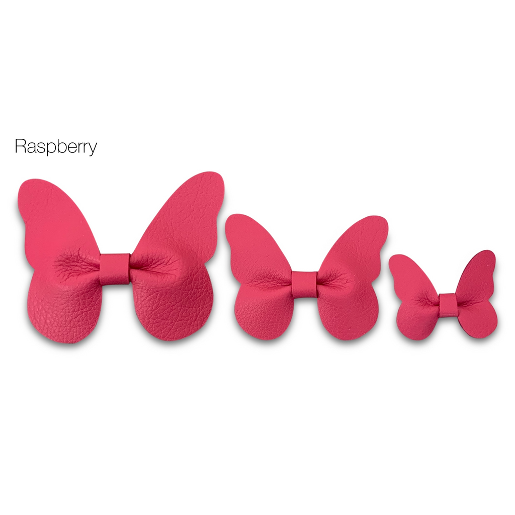 Leather Butterfly Hair Clip Bows for Girls - Assortment of Solid Colors-leather butterfly hair accessories - no slip clip - party hair bows - spring hair accessories - easter hair bows -Moo G Clips