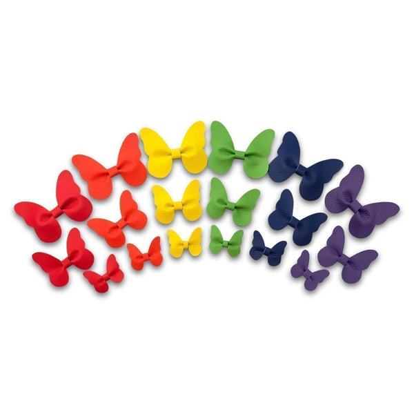 Leather Butterfly Hair Clip Bows for Girls - Assortment of Solid Colors-leather butterfly hair accessories - no slip clip - party hair bows - spring hair accessories - easter hair bows -Moo G Clips
