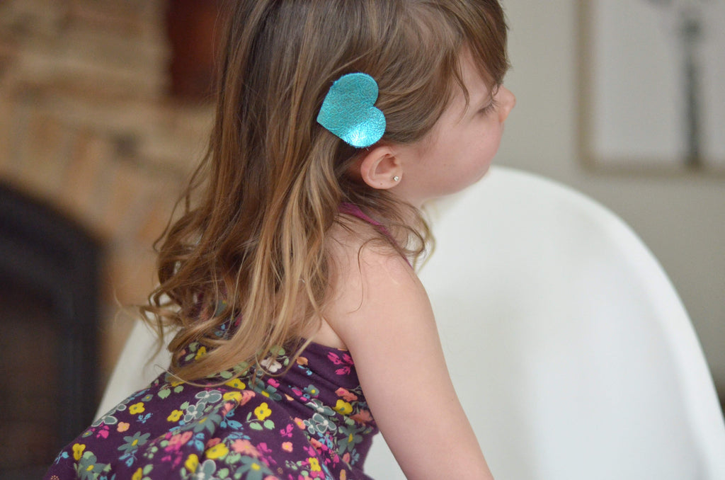 Leather Hearts *NEW colors added!*-no slip leather hair bows no slip leather hair clips-Moo G Clips