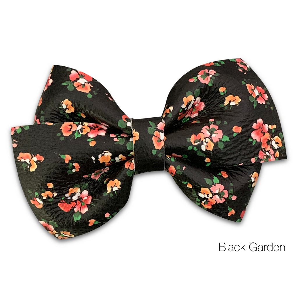Lucy Leather Hair Bows-no slip leather hair bows no slip leather hair clips-Moo G Clips