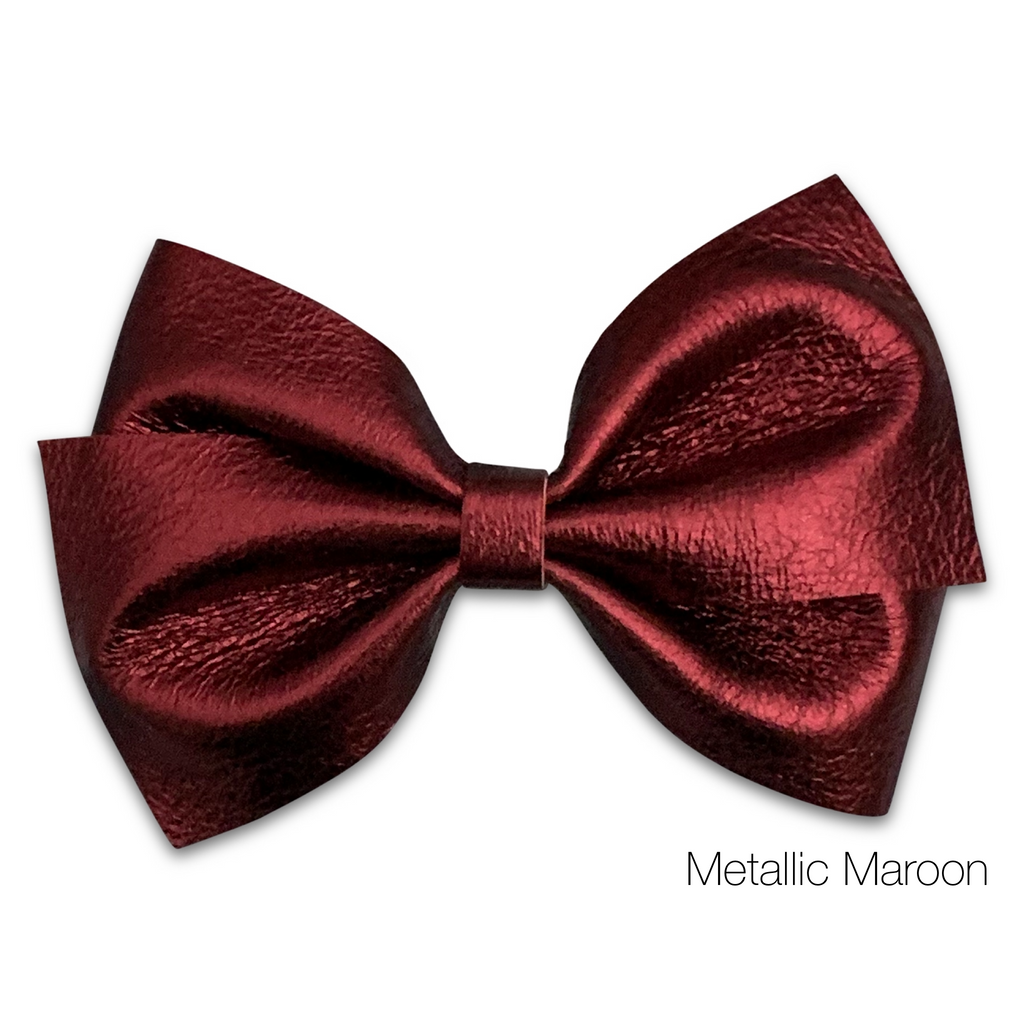 Lucy Leather Hair Bows-no slip leather hair bows no slip leather hair clips-Moo G Clips