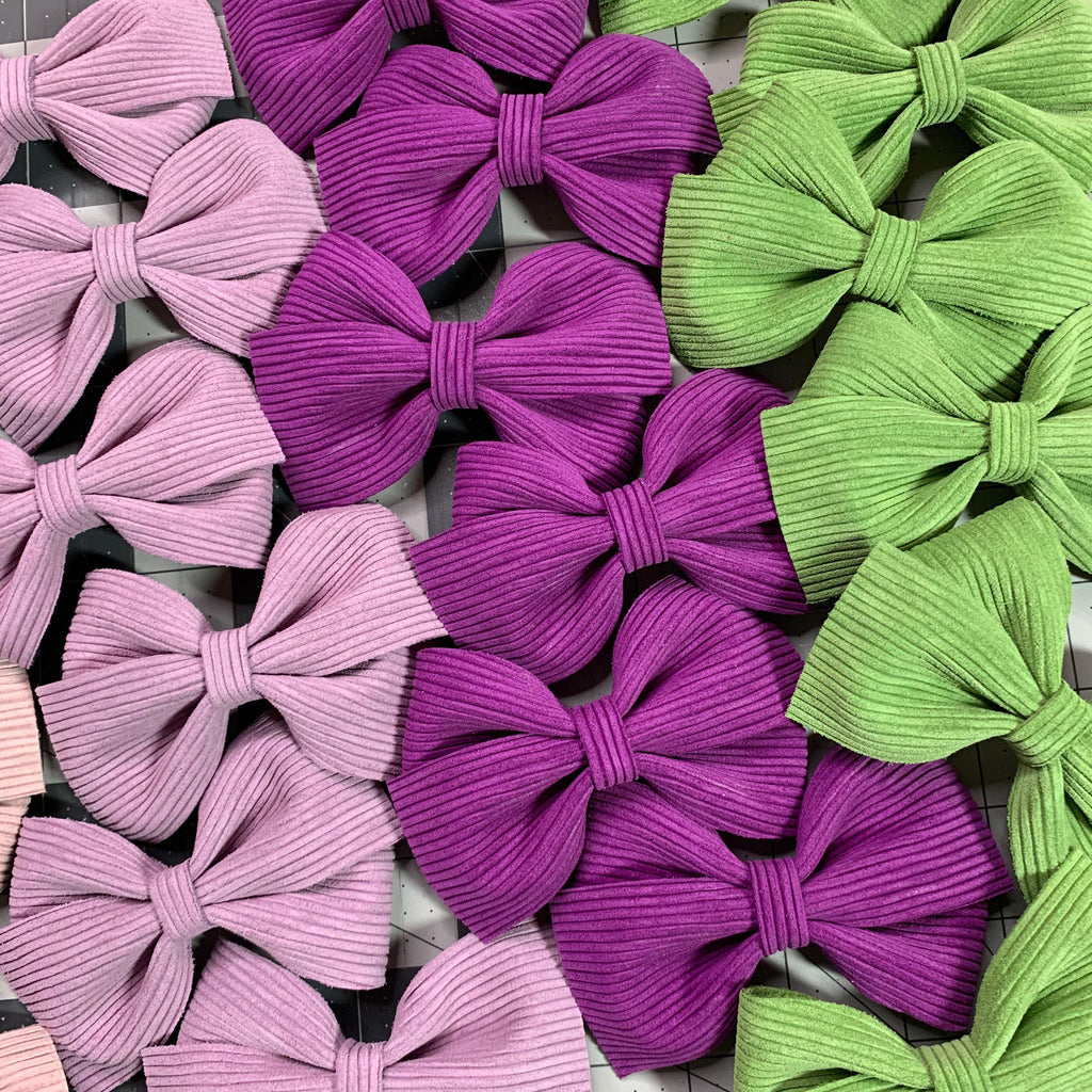 Lucy Leather Hair Bows-no slip leather hair bows no slip leather hair clips-Moo G Clips