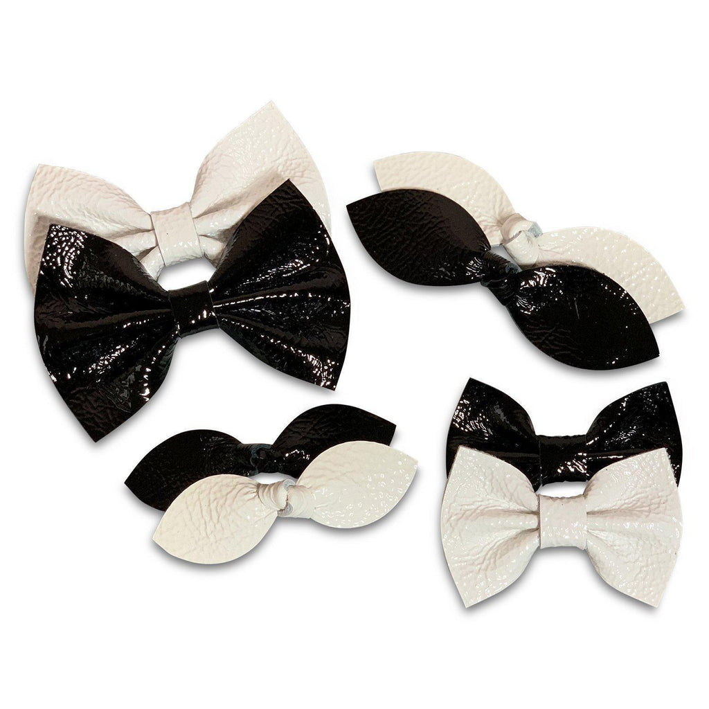 Monochrome Patent Leather Hair Bows-no slip leather hair bows no slip leather hair clips-Moo G Clips