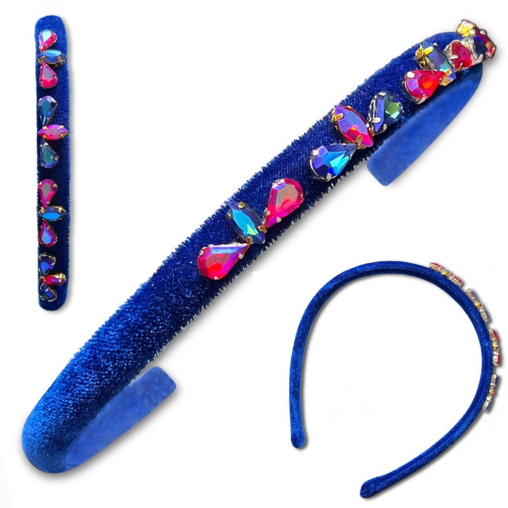 Velvet & Glass Gem Hard Headbands *NEW!*-no slip velvet hair bows no slip velvethair clips-Moo G Clips