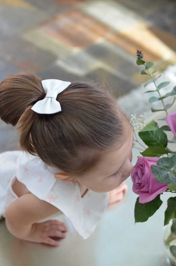 Basic Color Leather Hair Bows-no slip leather hair bows no slip leather hair clips-Moo G Clips