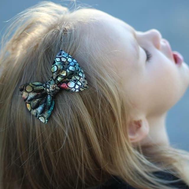 Bright Metallic Cheetah Print Leather Hair Bows-no slip leather hair bows no slip leather hair clips-Moo G Clips