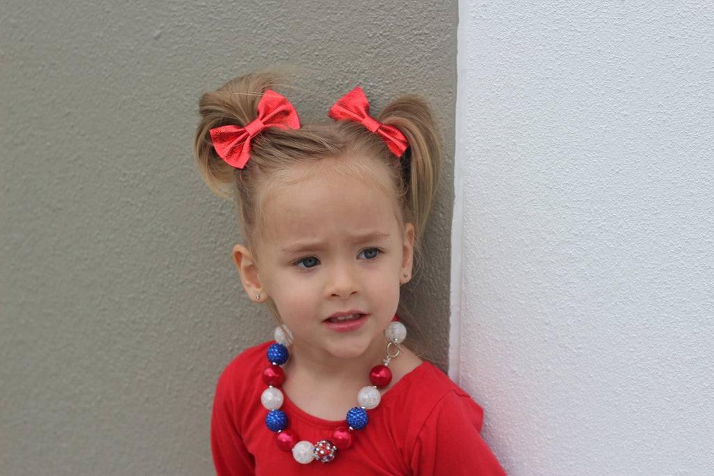 Holiday Lights Inspired Leather Hair Bows-no slip leather hair bows no slip leather hair clips-Moo G Clips
