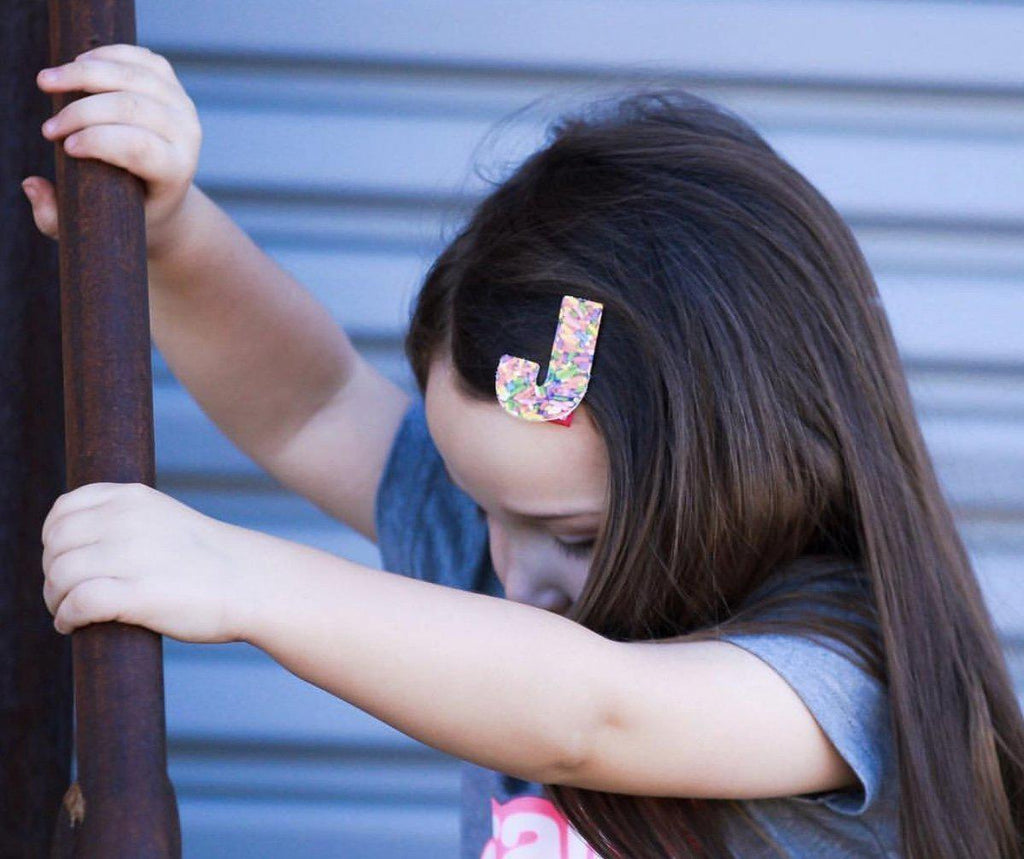 Leather Alphabet Statement Personalized Hair Clips-no slip leather hair bows no slip leather hair clips-Moo G Clips