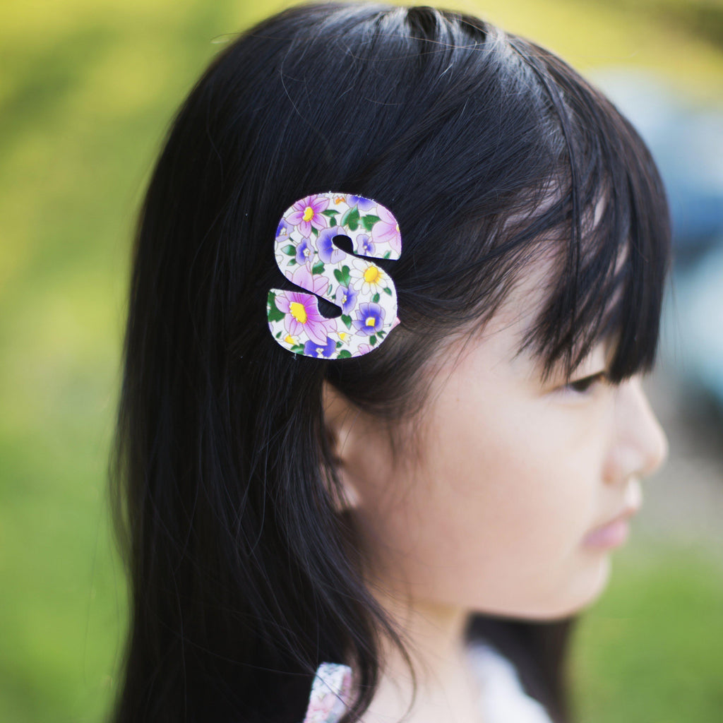Leather Alphabet Statement Personalized Hair Clips-no slip leather hair bows no slip leather hair clips-Moo G Clips