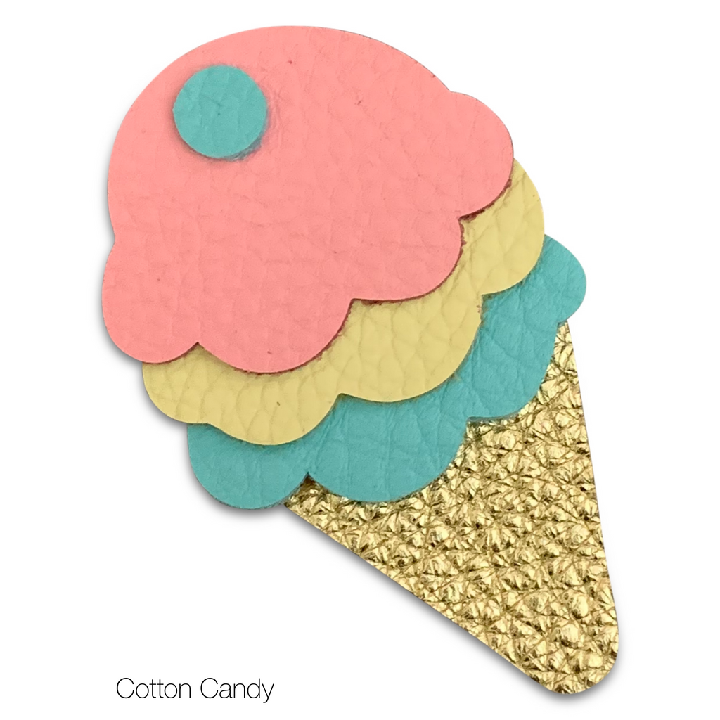 Leather Ice Cream Cone Hair Bows-no slip leather hair bows no slip leather hair clips-Moo G Clips