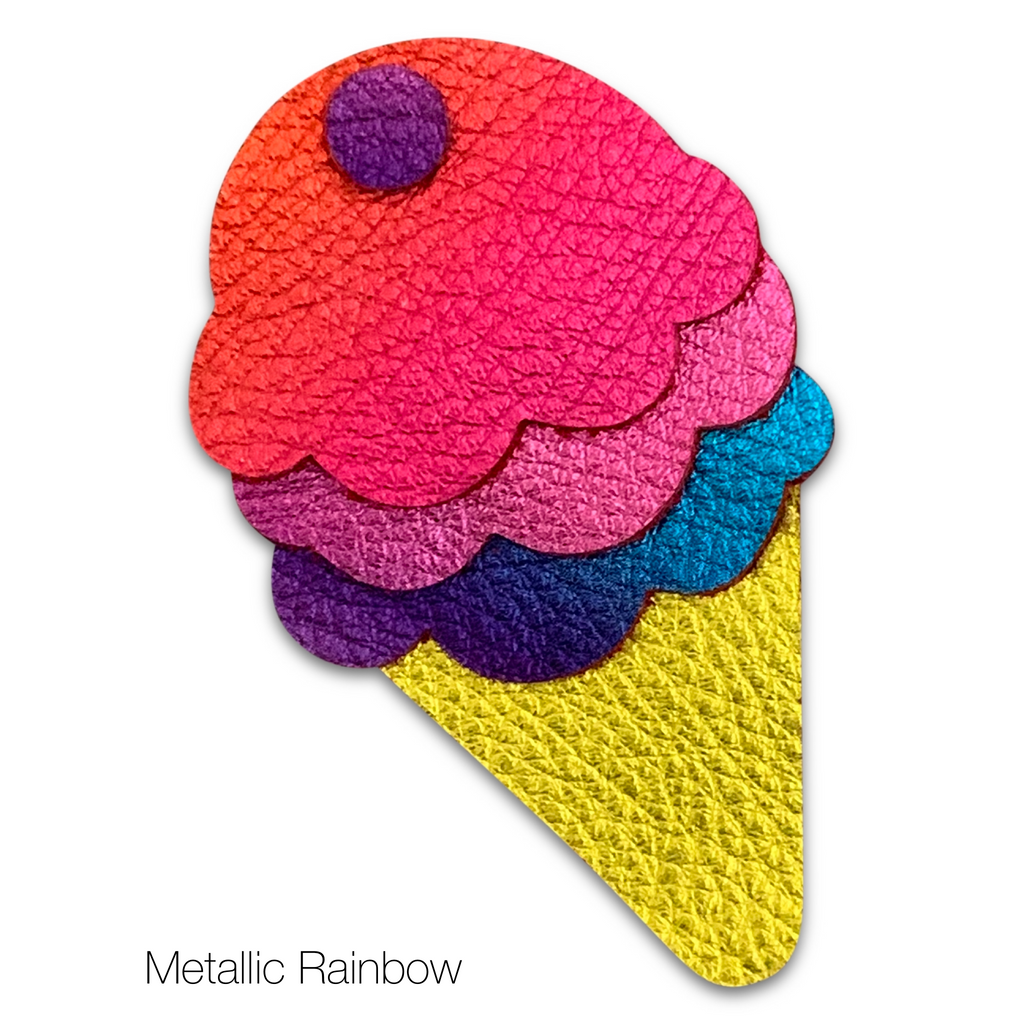 Leather Ice Cream Cone Hair Bows-no slip leather hair bows no slip leather hair clips-Moo G Clips