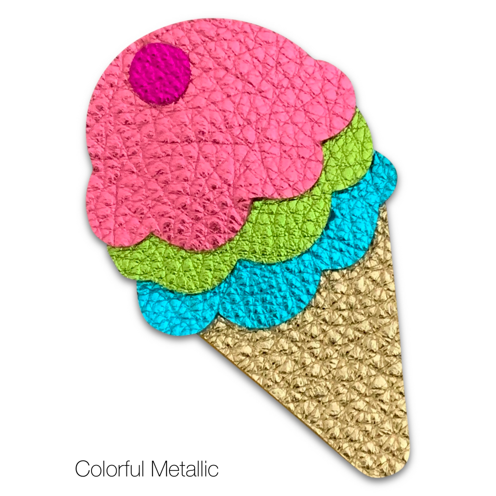 Leather Ice Cream Cone Hair Bows-no slip leather hair bows no slip leather hair clips-Moo G Clips