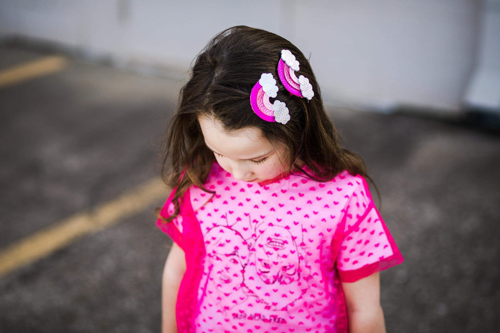 Leather Rainbow Hair Bows-no slip leather hair bows no slip leather hair clips-Moo G Clips