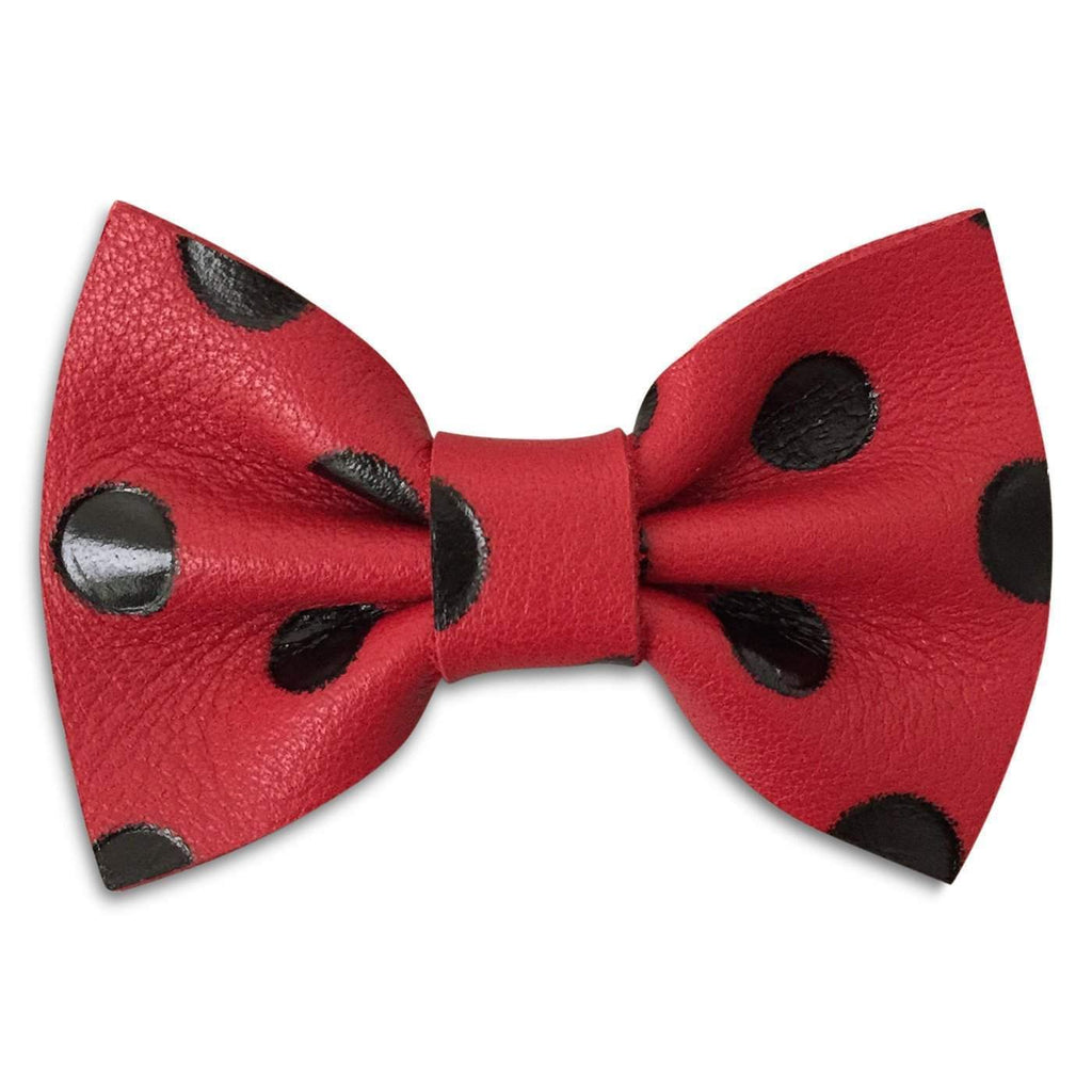 Polka Dot Leather Hair Bows-no slip leather hair bows no slip leather hair clips-Moo G Clips