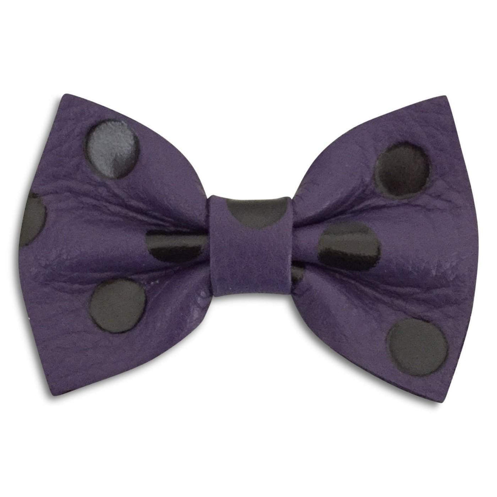 Polka Dot Leather Hair Bows-no slip leather hair bows no slip leather hair clips-Moo G Clips