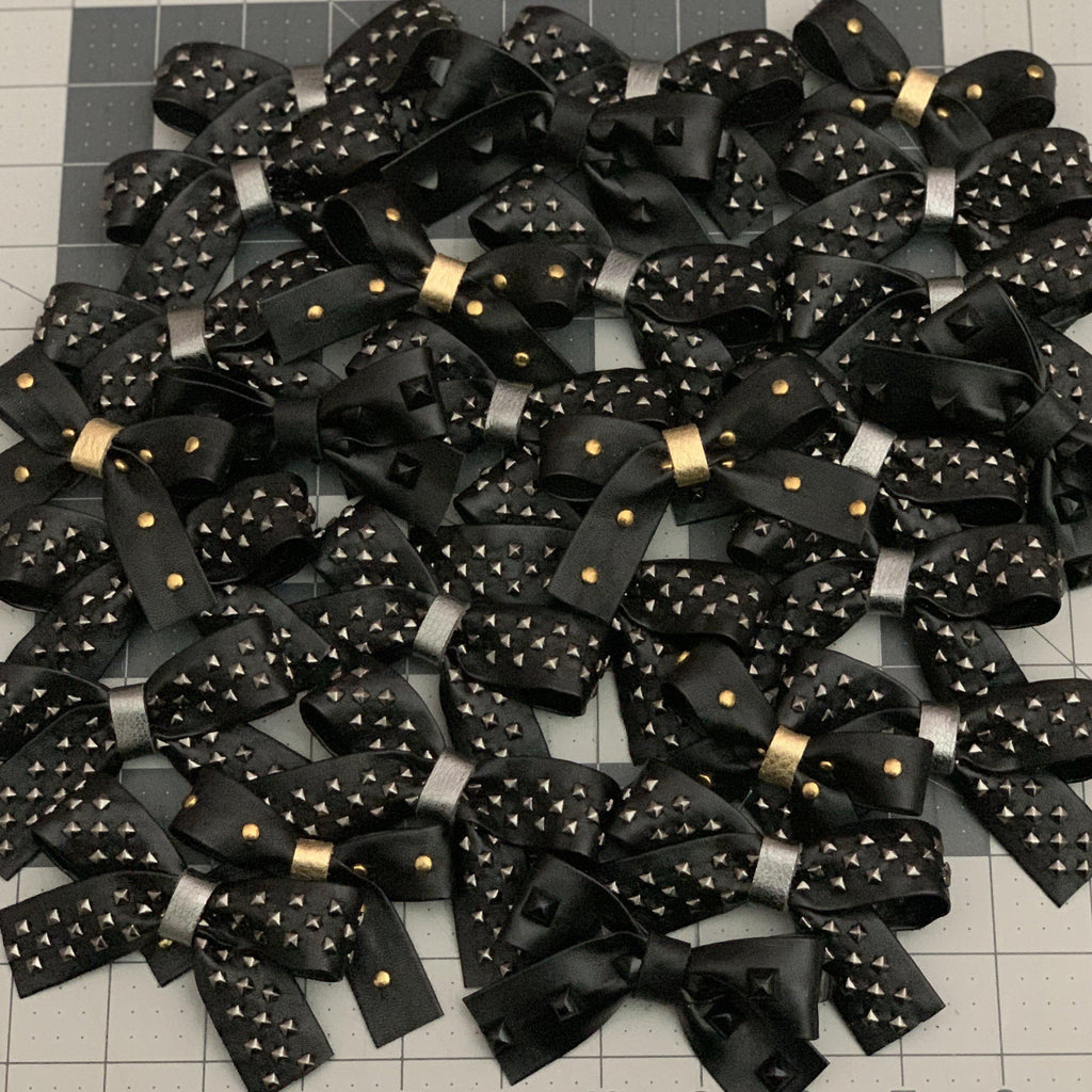 Rocker Hair Bows-no slip leather hair bows no slip leather hair clips-Moo G Clips