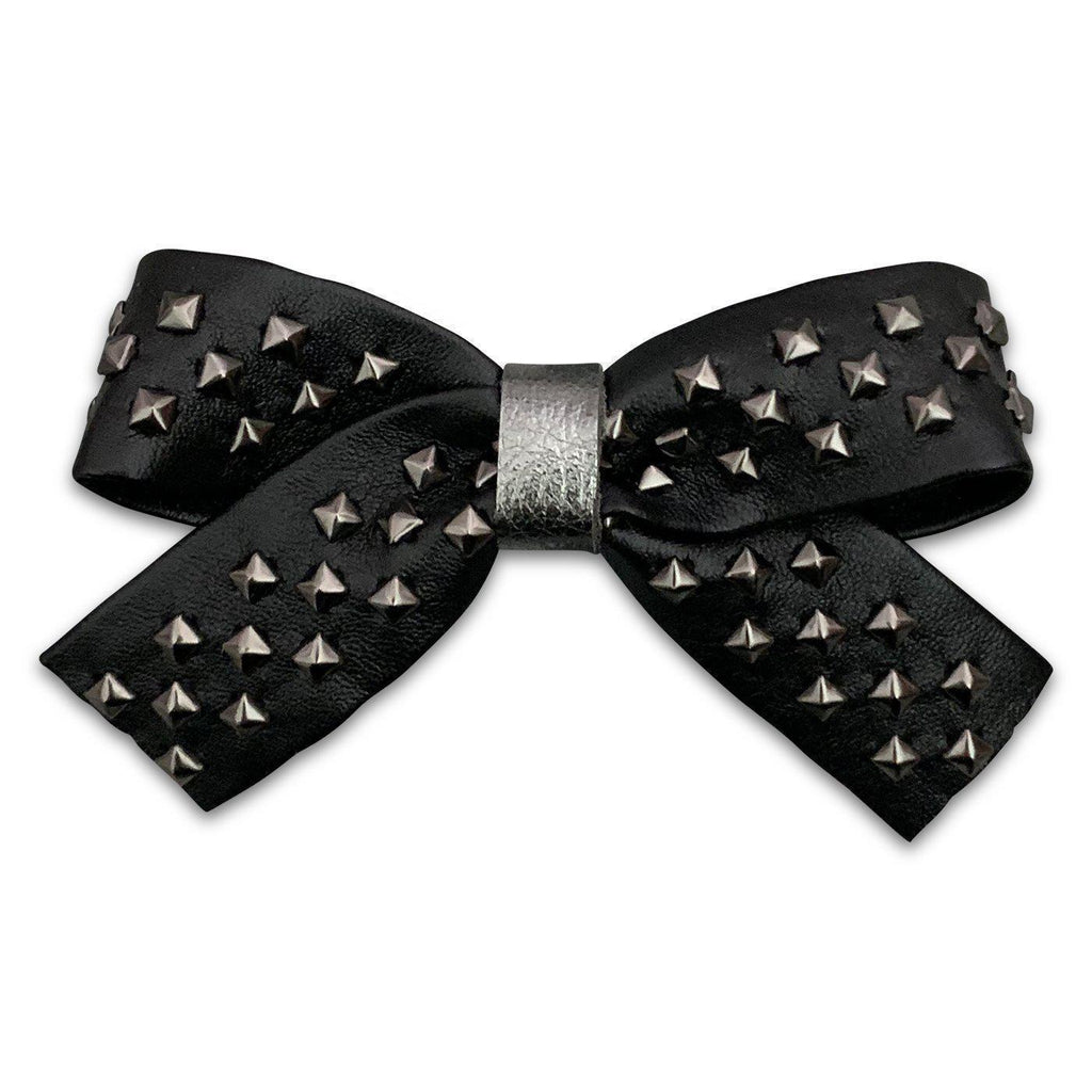 Rocker Hair Bows-no slip leather hair bows no slip leather hair clips-Moo G Clips