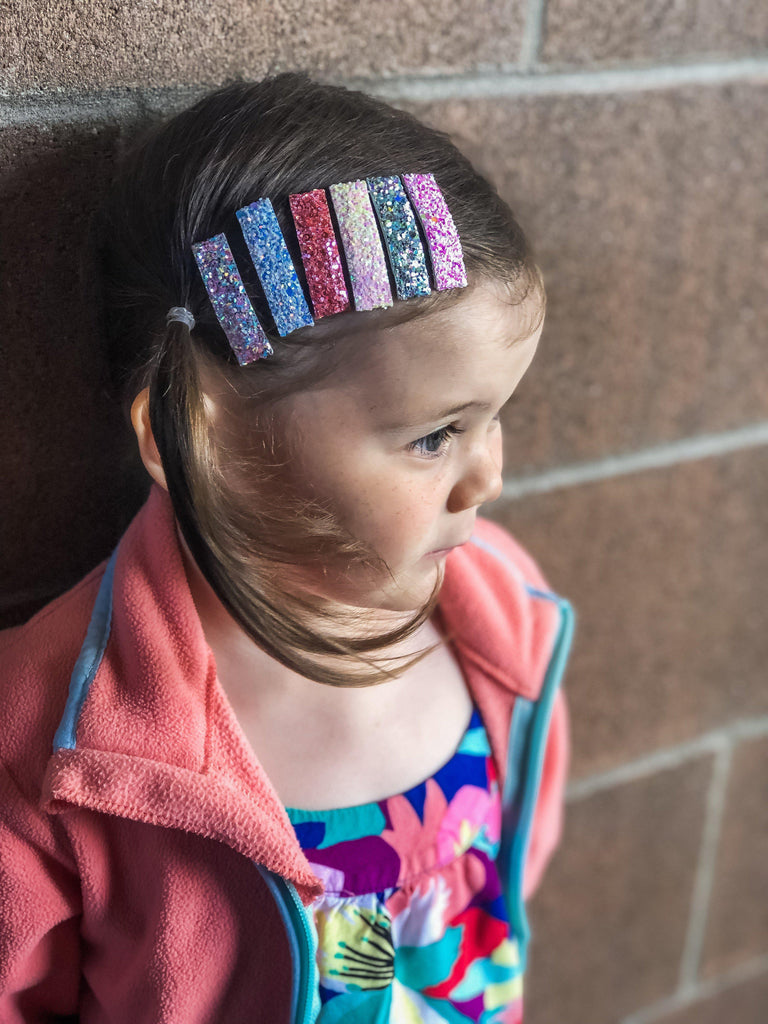 Small Glitter Snap Clip Sets *NEW COLORS ADDED!*-party favors glitter snap hair clips-Moo G Clips