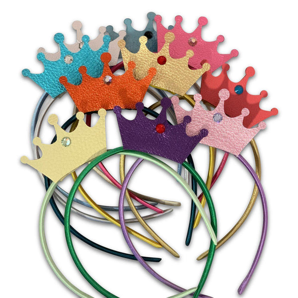 Special Edition Princess Inspired Leather Crown Hair Clips & Bands-no slip leather hair bows no slip leather hair clips-Moo G Clips