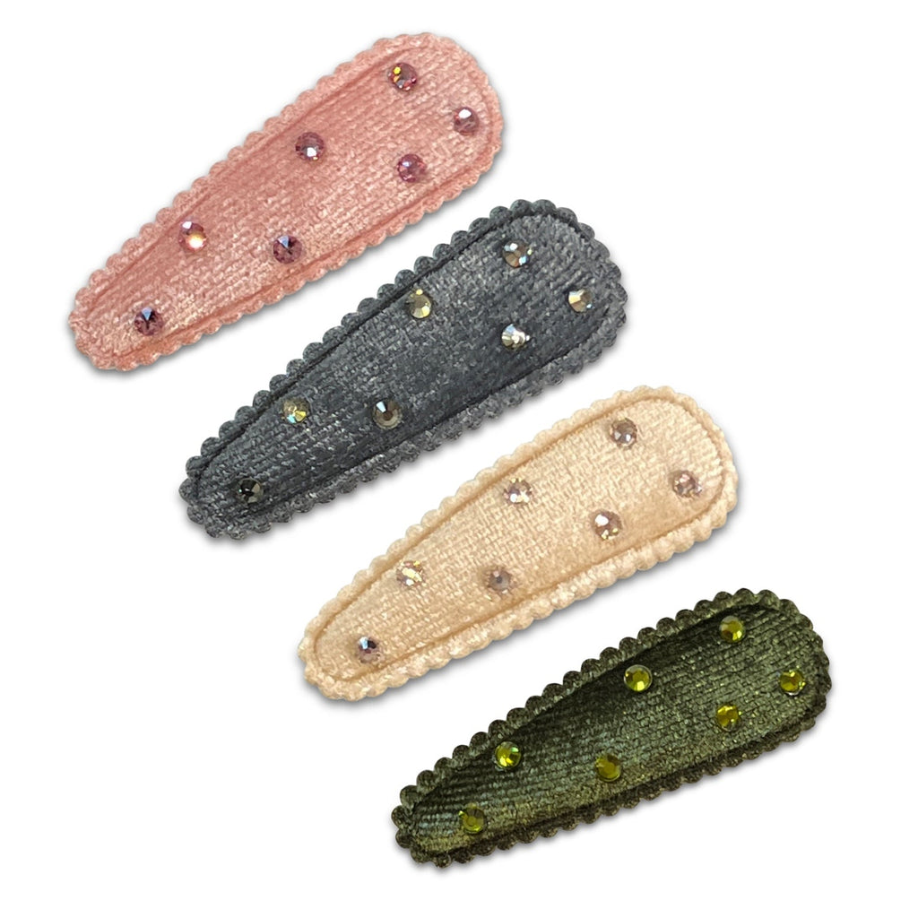 Specialty Crystal Velvet Larger Snap Clips *NEW COLORS ADDED!*-no slip crystal hair clips - no slip crystal snap clips - no slip crystal hair bows-Moo G Clips