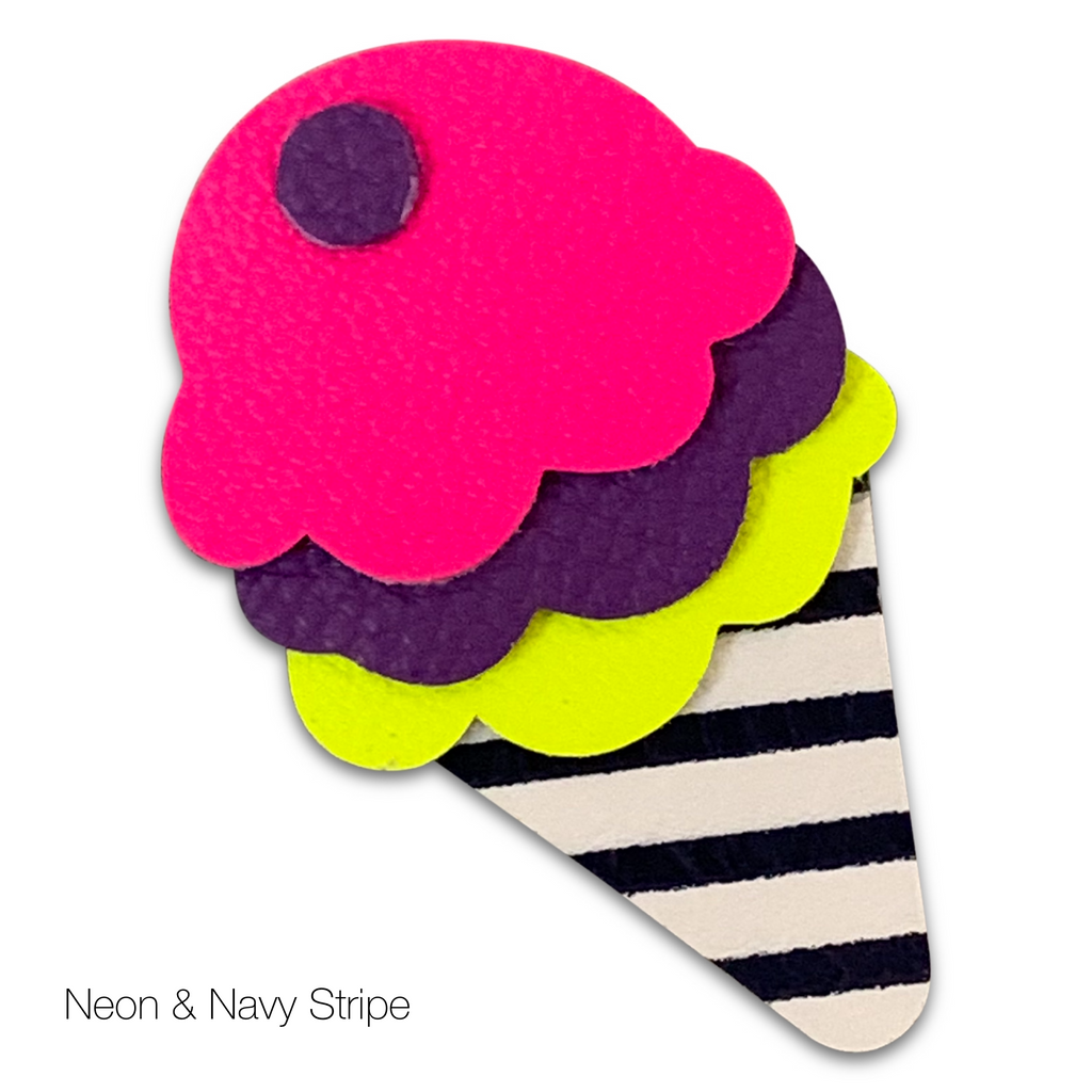 Leather Ice Cream Cone Hair Bows-no slip leather hair bows no slip leather hair clips-Moo G Clips