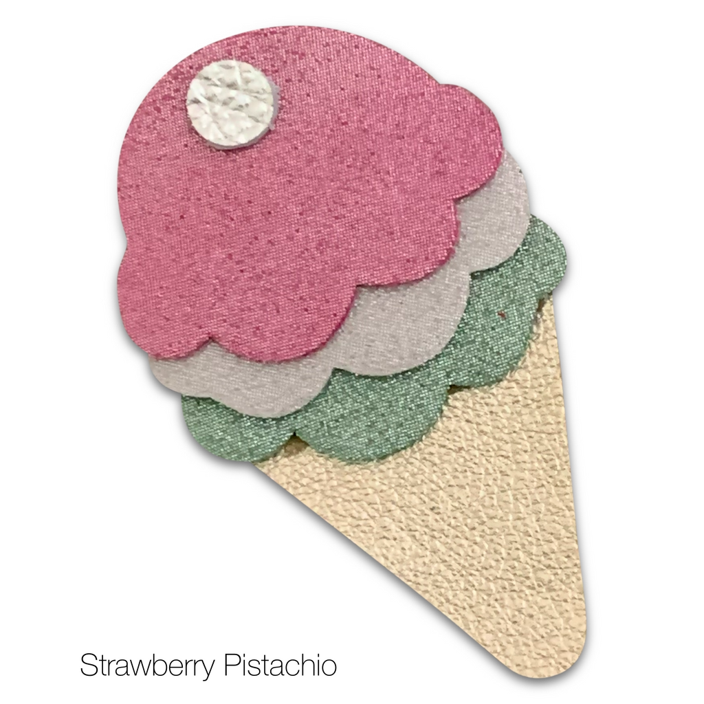Leather Ice Cream Cone Hair Bows-no slip leather hair bows no slip leather hair clips-Moo G Clips