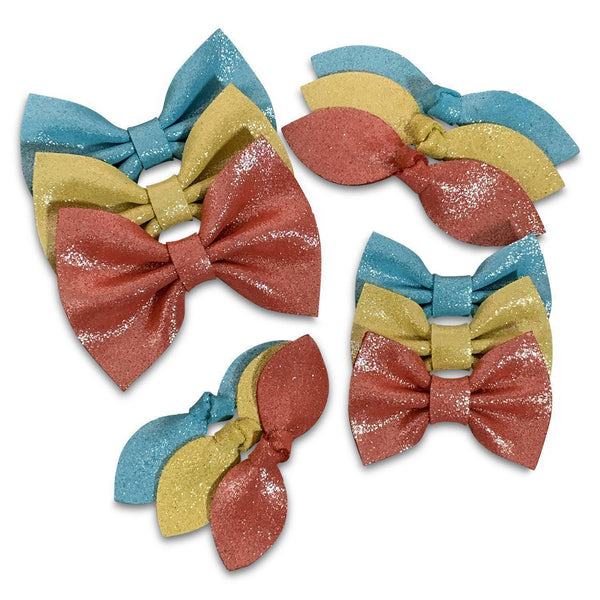 Primary Shimmer Leather Hair Bows-no slip leather hair bows no slip leather hair clips-Moo G Clips