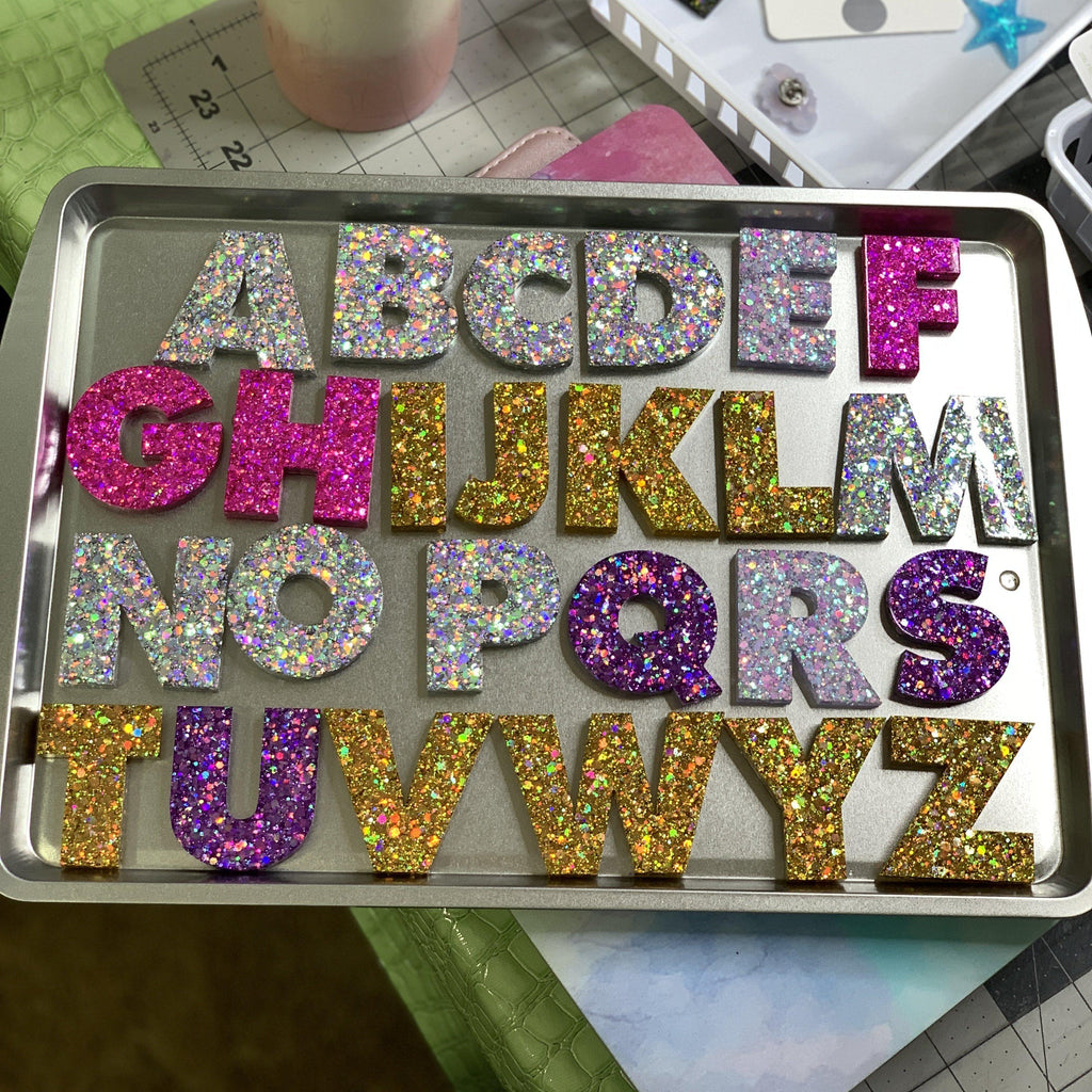 Resin Alphabet Initial Statement Personalized Hair Clips, Pins, & Magnets-no slip leather hair bows no slip leather hair clips-Moo G Clips