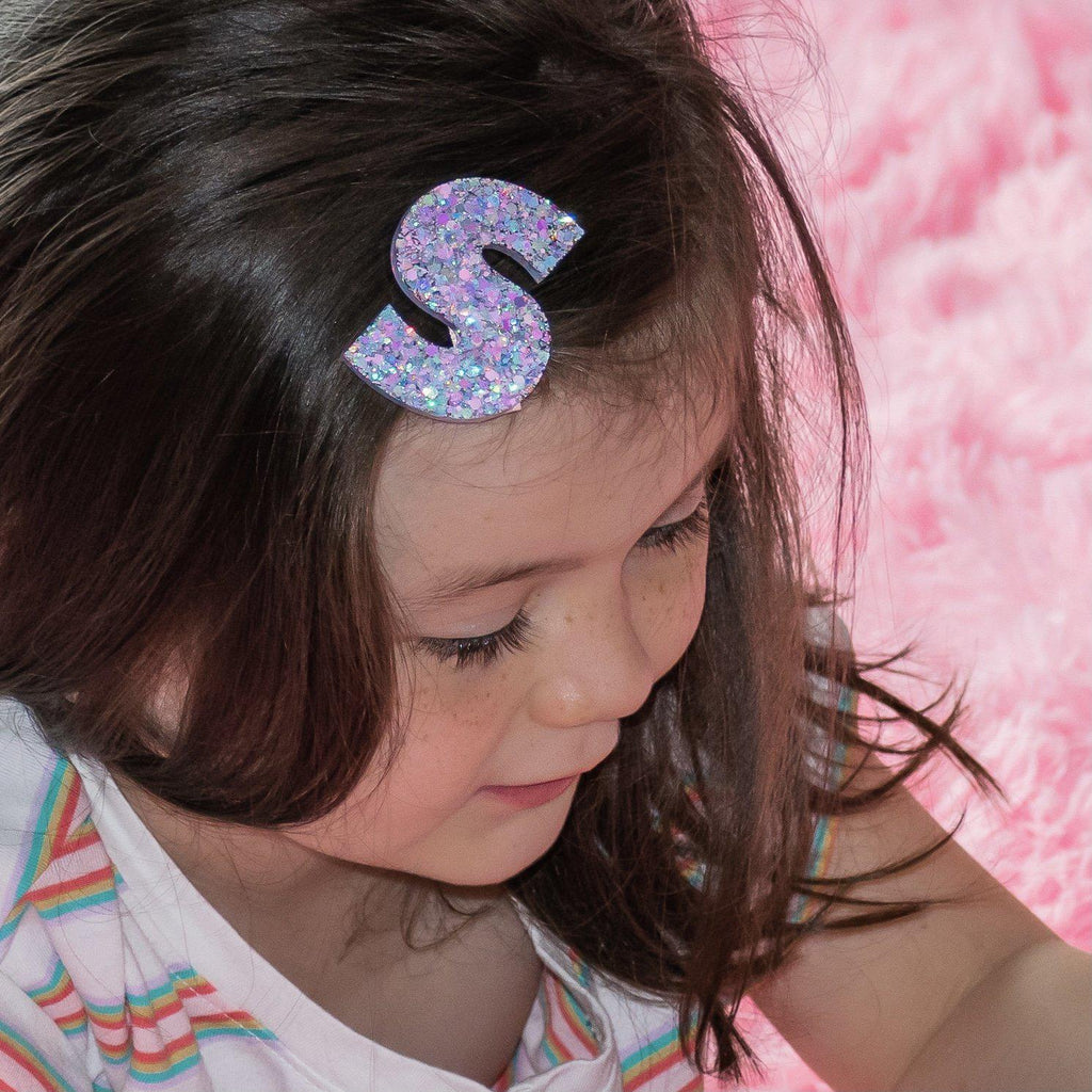 Resin Alphabet Initial Statement Personalized Hair Clips, Pins, & Magnets-no slip leather hair bows no slip leather hair clips-Moo G Clips