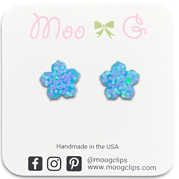 Blue Cherry Blossom Resin Earrings-Clearance no slip hair clips-Flower No slip hair clips-Animal no slip hair clips-Star no slip hair clip-heart no slip hair clips-butterfly no slip hair clips-Moo G Clips