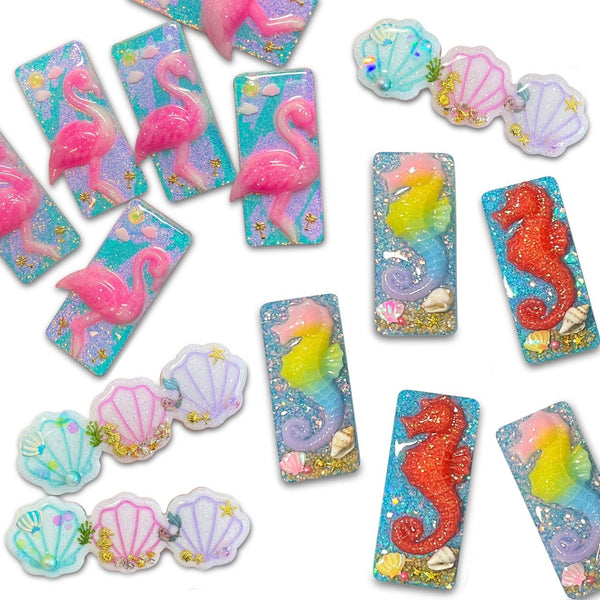 By the Coast Resin Bar Hair Clips-Clearance no slip hair clips-Flower No slip hair clips-Animal no slip hair clips-Star no slip hair clip-heart no slip hair clips-butterfly no slip hair clips-Moo G Clips