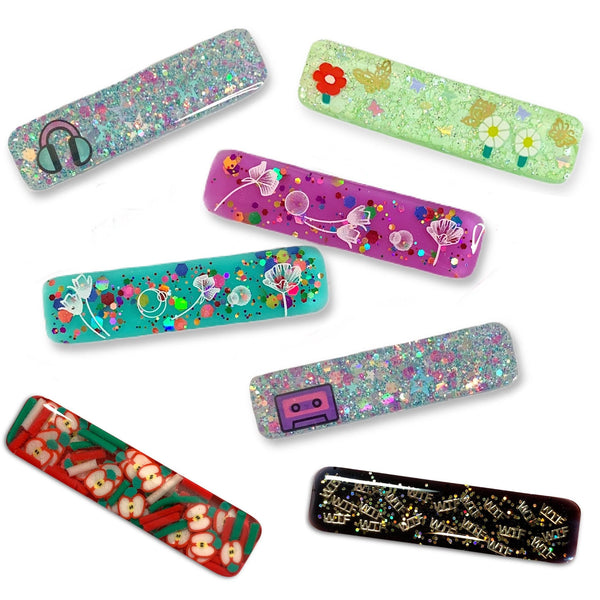 Confetti Resin Bar Hair Clips *NEW COLORS ADDED!*-Clearance no slip hair clips-Flower No slip hair clips-Animal no slip hair clips-Star no slip hair clip-heart no slip hair clips-butterfly no slip hair clips-Moo G Clips