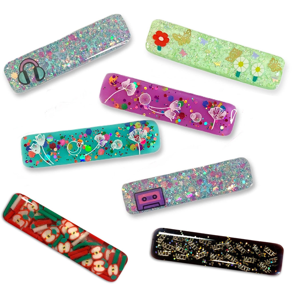 Confetti Resin Bar Hair Clips *NEW COLORS ADDED!*-Clearance no slip hair clips-Flower No slip hair clips-Animal no slip hair clips-Star no slip hair clip-heart no slip hair clips-butterfly no slip hair clips-Moo G Clips