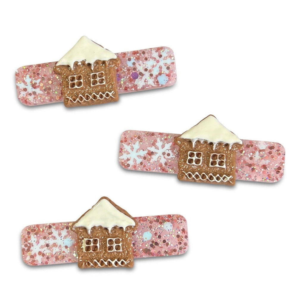 Frosted Gingerbread House Resin Bar Hair Clips-Clearance no slip hair clips-Flower No slip hair clips-Animal no slip hair clips-Star no slip hair clip-heart no slip hair clips-butterfly no slip hair clips-Moo G Clips